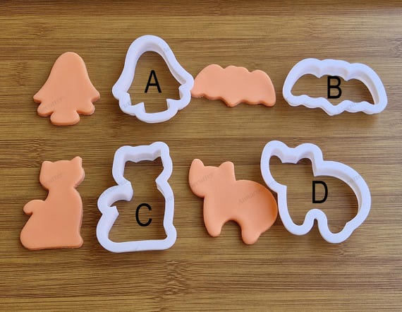 Halloween Cookie Cutter | Spooky Autumn Cutter |  Embossed Bat | Cat Cutter | Ghost Shapes