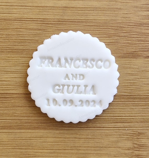 Custom Names | Wedding Date | Biscuit Cookie Stamp | Fondant Cake Decoration | Personalized Cookie Cutter | Wedding & Anniversary Favors