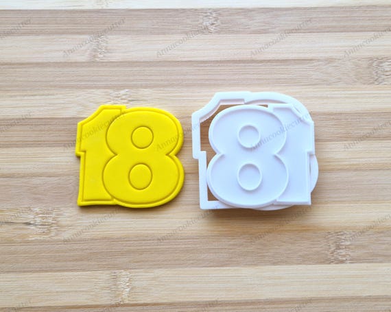 Number 18 Cookie Cutter | 18th Birthday Mold | 18th Birthday Cookie Cutter for Party, Cakes, Gifts and Home Baking