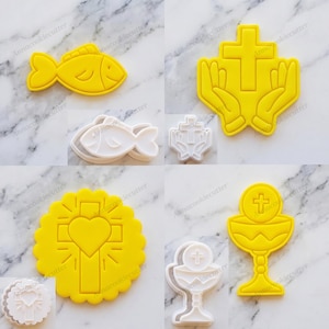 First Communion Cookie Cutter Set: Chalice, Cross, Praying Hands, Fish