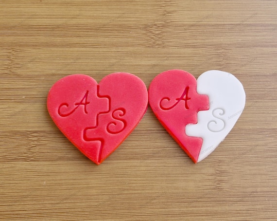 Set of Heart-Shaped Cookie Cutters - Personalized Initials for Weddings, Anniversaries & Valentine's Day - Unique and Romantic Gift.