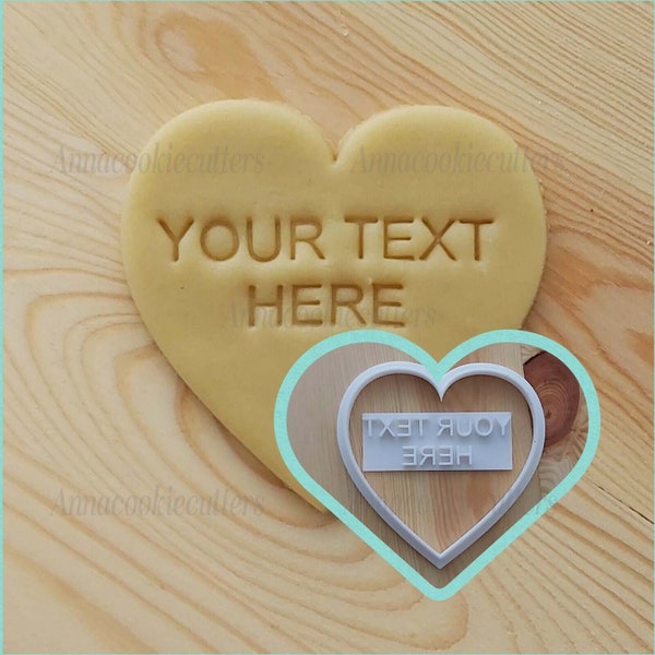 Cuore Con Testo Personalizzabile Formina Per Biscotti San Valentino, Matrimoni , Regalo di Fidanzamento Personalizzato, Bomboniere fai da te