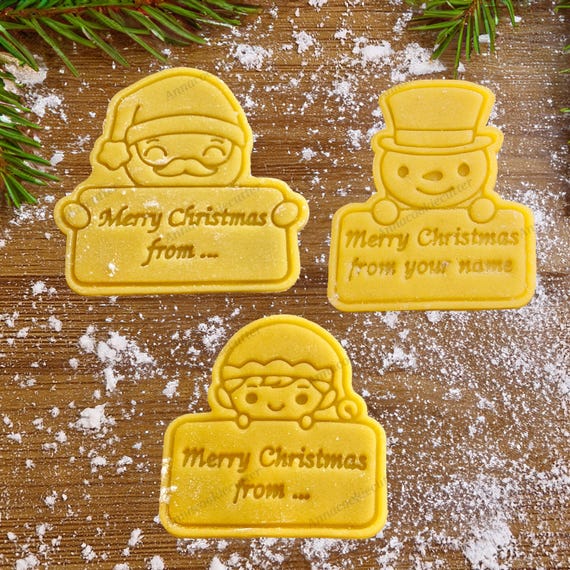 Personalized Christmas Cookie Cutters | Santa Claus | Snowman | Elf | Fondant Stamp | Custom Baking Tools 8 cm