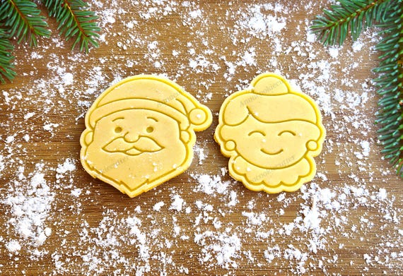 Mr and Mrs Claus Cookie Cutter and Stamp Set | Christmas Biscuit Mold | Perfect Holiday Gift Idea for Bakers