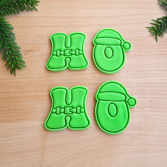 Cookie Cutters Letter Set HO Christmas Cookie Cutter Santa Claus Hair Stamp for Decorated Cookies