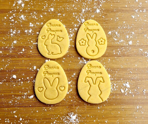 Happy Easter Cookie Cutter | Egg with Bunny | 8cm Biscuit Rab Mold for Spring Baking and DIY Crafts