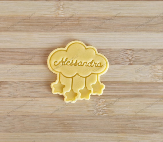 Personalized Cloud and Star Cookie Cutter | Decorated Cookies Baby Shower Baptism Birthday | Original Gift Idea 7.5 cm