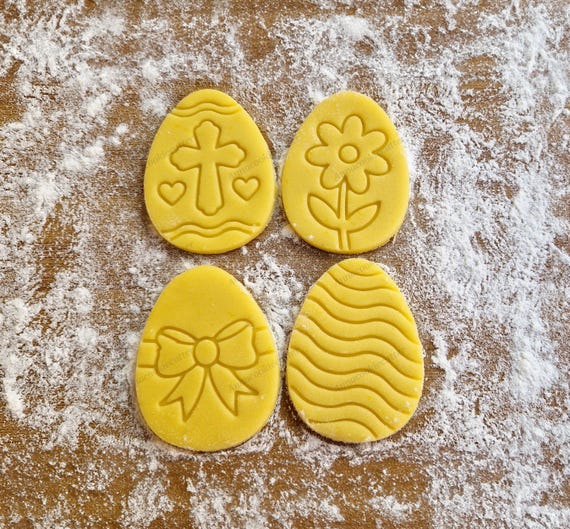 Easter Egg Cookie Cutter with Cross, Flower & Bow | Spring Baking Biscuit Cutters for Festive Treats