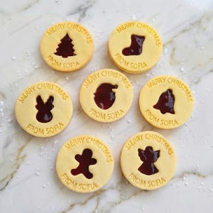 Personalized Merry Christmas Cookie Cutter Set | Name Cookie Cutters for Linzer Cookies and Christmas Decorations