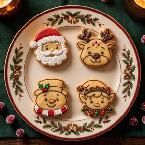 Set of 4 Christmas Cookie Cutters: Santa Claus, Reindeer, Snowman and Elf | Holiday Baking Tools & Decorations