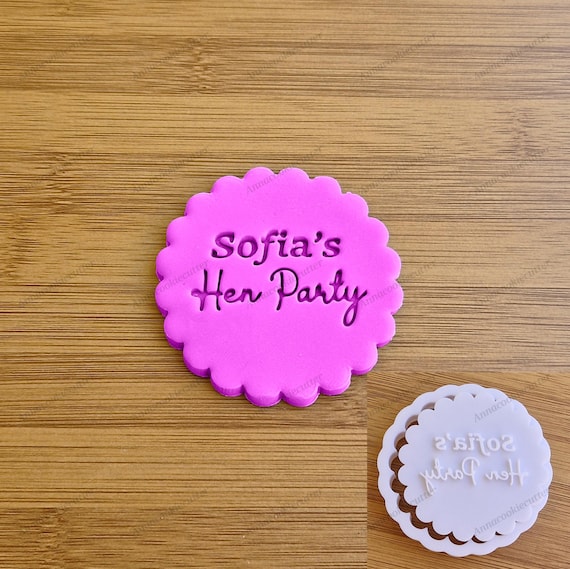 Custom Hen Party Cookie Stamp Personalized Biscuit Embosser Fondant Tool | Bridal Shower Name Stamp | Bachelorette Baking Decor 7 cm