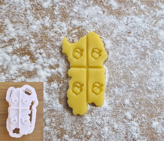 Sardinia Cookie Cutter with Four Moors Symbol | Sardinian Region Cookie Cutter for Typical Sweets and Original Gifts
