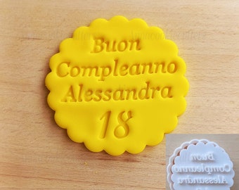 Tagliabiscotti Personalizzabile con Età, Nome e Testo - Formina per Biscotti Compleanno, Anniversario 8 cm