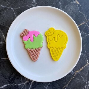 Ice Cream Cone Cookie Cutter Set | Multi Part Summer Cookie Cutter | Layered Fondant Stamp | Cute Ice Cream Scoop Baker Gift | DIY Baking
