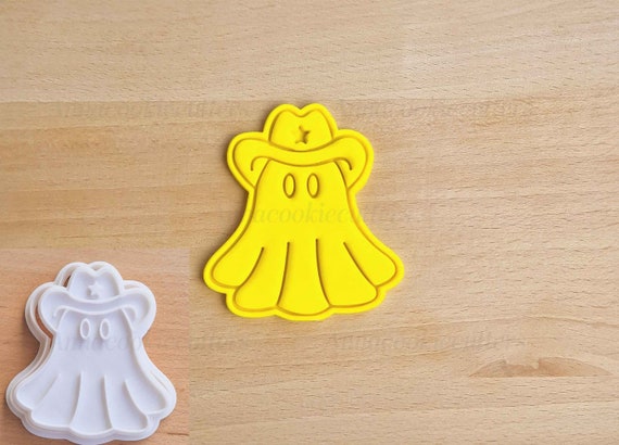 Halloween Cowboy Ghost Cookie Cutter with Hat, Autumn Scary Sheriff Cutter Ghost Cookie Cutter
