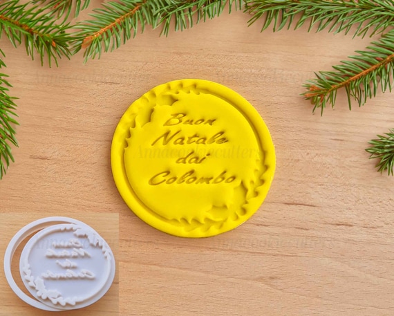 Cookie Cutter Personalized Christmas Stamp | Merry Christmas Come on..Your Surname | Embossed Dark Biscuit | Christmas mold 8 cm