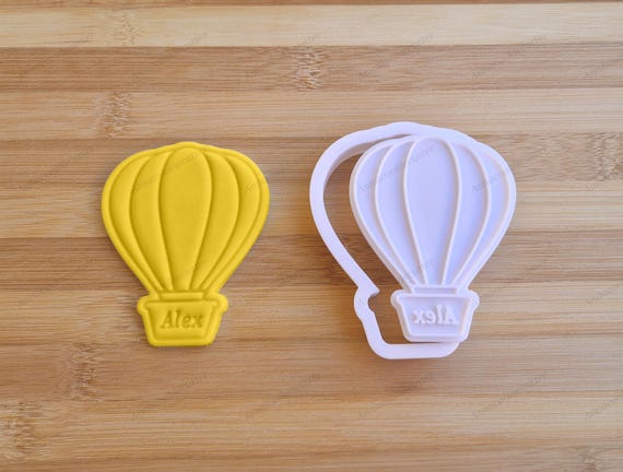 Hot Air Balloon Cookie Cutter with Personalized Name | Cookie Cutter Baptism Baby Shower Birthday | Sweet Mold Gift Idea 8 x 6.2 cm
