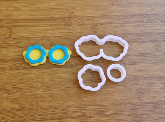 Sunny Daisy Sunglasses Cookie Cutter | Embossing Sunglasses, Cookies, and Fondant Cutter | Sunflower Blossom Baking Tools
