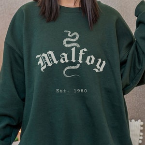 Malfoy Sweatshirt Draco Crewneck Magical Pullover Bookish Shirt Manor Sweater Green House Hoodie HP Potter Clothing Wizard Merch Fandom Gift