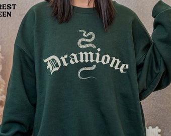 Dramione Malfoy Sweatshirt Draco Crewneck Manor Sweater Snake Green House Hoodie HP Potter Wizard Merch Fandom Magical Granger Bookish Shirt