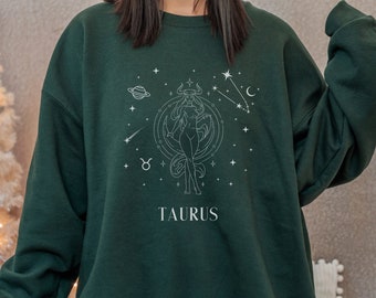 Taurus Sweatshirt, Taurus Shirt Gift, Taurus Sweater, Celestial Crewneck, Zodiac Hoodie, May Birthday Astrology Mystical, Horoscope Pullover