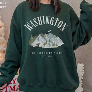 Washington Sweatshirt Pacific Northwest PNW State Sweater Mountain Pullover Moose Crewneck Mt Rainier Baker Shirt Vintage Camp Hike Outdoor