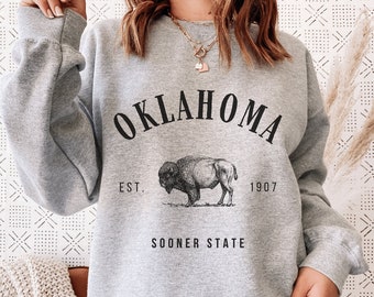 Oklahoma Sweatshirt | Oklahoma Sweater | Oklahoma State Shirt | Oklahoma City Crewneck Gift | Bison Pullover | Oklahoma Vacation Jumper