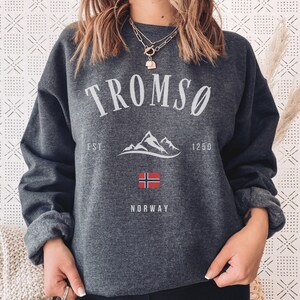 Tromso Sweatshirt Norway Crewneck Norge Pullover Europe Sweater Norwegian Apparel Vintage Womens Oslo Clothing Vacation Trip Gift Men Hoodie