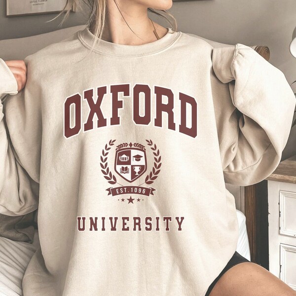 Oxford University Sweatshirt Alumni Sweater Grad Student Shirt College Crewneck England Pullover Varsity Hoodie School Merch Vintage Preppy