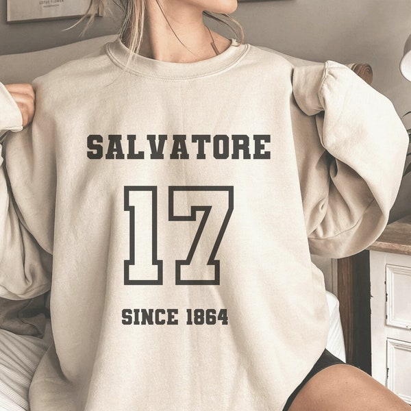 Sweat-shirt Salvatore | Pull Mystic Falls, fan de vampires | ras du cou Stefan Salvatore Boarding School | Damon College Sweat à capuche épais