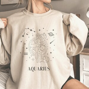 Aquarius Sweatshirt, Aquarius Shirt Gift, Aquarius Season Sweater, Mystical Hoodie, Celestial Crewneck, Zodiac Pullover, Birthday Horoscope