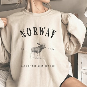 Norway Sweatshirt Oslo Crewneck Norwegian Sweater Norge Pullover Vintage Apparel Moose Clothing Gift Women Nordic Shirt Vacation Men Hoodie