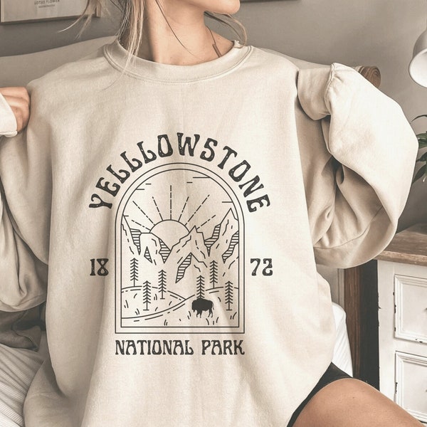 Yellowstone National Park Sweatshirt | Yellowstone Wyoming Sweater | Nature National Park Pullover | Hiking Crewneck | Camping Shirt Gift