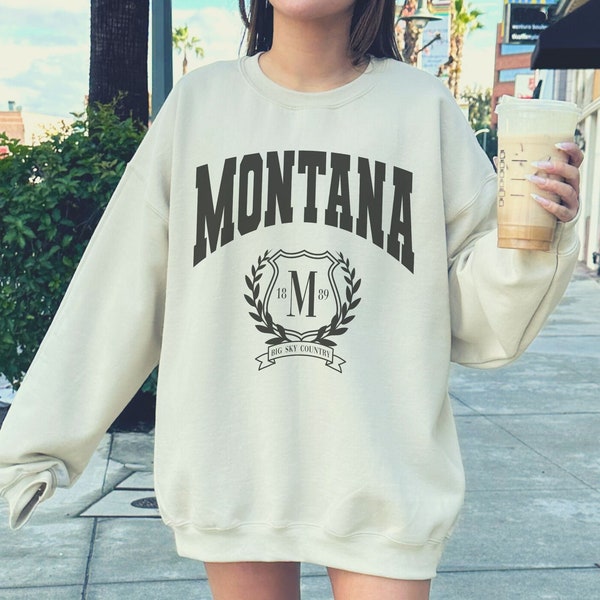 Montana Sweatshirt Big Sky Crewneck Preppy Sweater Oversized Apparel Vintage Pullover State Varsity Shirt College Clothing Trendy MT Hoodie