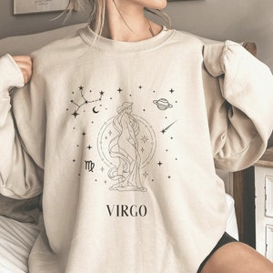 Virgo Sweatshirt, Virgo Shirt Gift, Virgo Sweater, Celestial Crewneck, Zodiac Sign Hoodie, Birthday Astrology Horoscope, Mystical Pullover