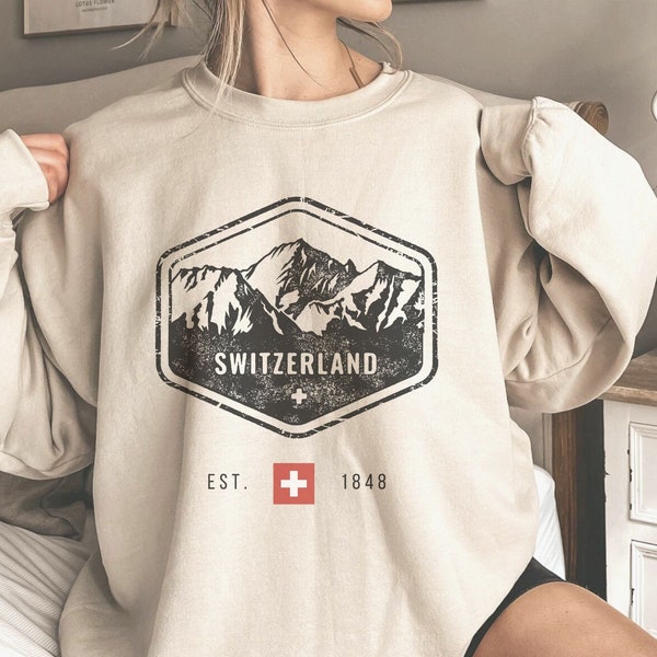 Switzerland Sweatshirt Swiss Crewneck Schweiz Pullover Women Shirt Gift Vintage Sweater Vacation Clothing Mountain Apparel CHE Souvenir Flag