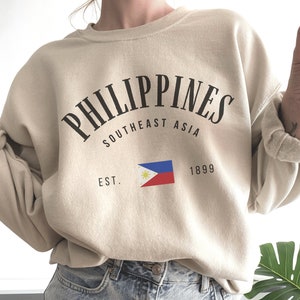 Philippines Sweatshirt Philippines Sweater Southeast Asia Crewneck Vacation Pullover Vintage Apparel Gift Travel Souvenir Flag Clothing Top