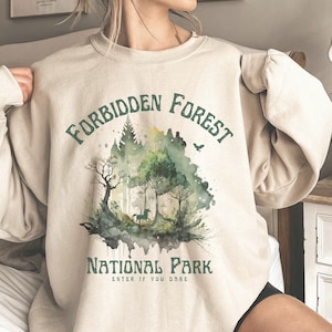 Forbidden Forest Wizard Sweatshirt National Park Shirt Magical Crewneck Merch Bookish Pullover Vintage Sweater Potter Hoodie Gift HP Fandom