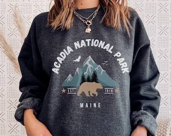 Acadia National Park Sweatshirt, Acadia Park Sweater, Maine Crewneck, Camping Hiking Pullover, Nature Park Shirt Gift, Outdoor Adventure