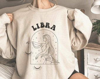 Libra Sweatshirt, Libra Sweater, Libra Zodiac Sign Crewneck, Astrology Pullover Jumper, Horoscope Shirt, Gift for Libra, October Birthday