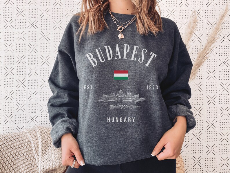 Budapest Sweatshirt Hungary Pullover Europe Crewneck Vintage Clothing Vacation Shirt Gift Travel Sweater Souvenir Apparel Women Men Hoodie image 2