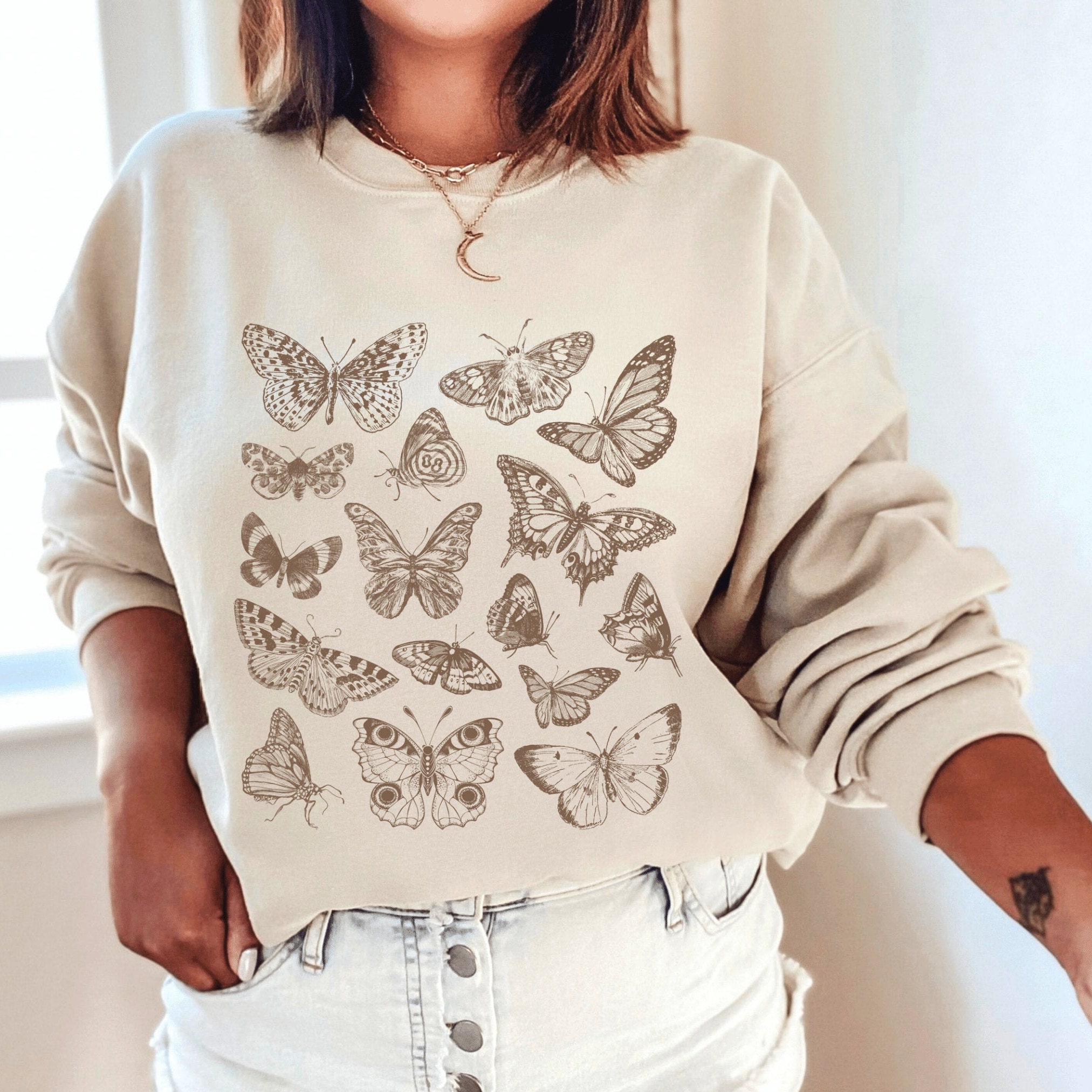 Cottagecore Butterfly Sweatshirt Boho Butterfly Sweater | Etsy