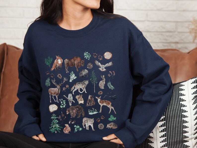 Forest Animal Shirt Cottagecore Sweater Nature Sweatshirt - Etsy