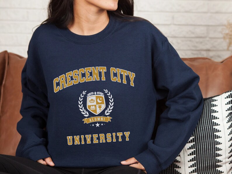 Crescent City University Sweatshirt Sarah J Maas Sweater Bookish Pullover Acotar Crewneck Velaris Apparel Bryce Merch ACOMAF SJM Fandom Gift image 7