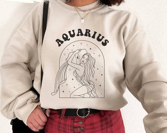 Aquarius Sweatshirt, Aquarius Sweater, Zodiac Crewneck, Aquarius Pullover, Astrology Sign Shirt, Aquarius Horoscope Gift, February Birthday