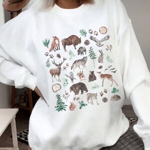 Forest Animal Shirt Cottagecore Sweater Nature Sweatshirt Woodland ...