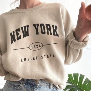 New York Sweatshirt, New York City Sweater, NYC Empire State Pullover, Brooklyn Hoodie, NY College Shirt, Vintage Crewneck, NYC Jumper Gift