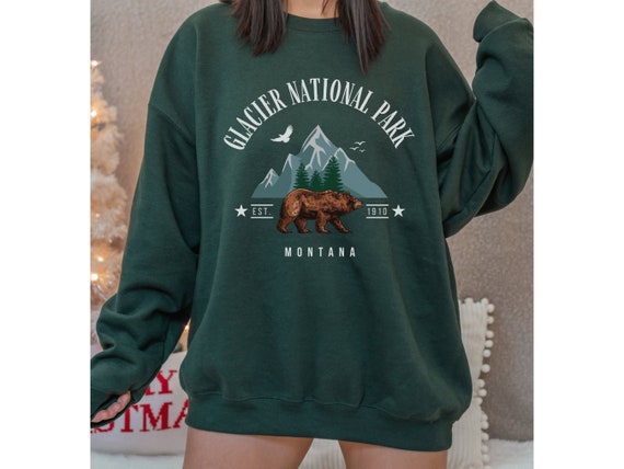 Glacier National Park Sweatshirt, Glacier Park Sweater, Montana Crewneck,  Camping Hiking Pullover, Nature Park Shirt Gift, Outdoor Adventure 
