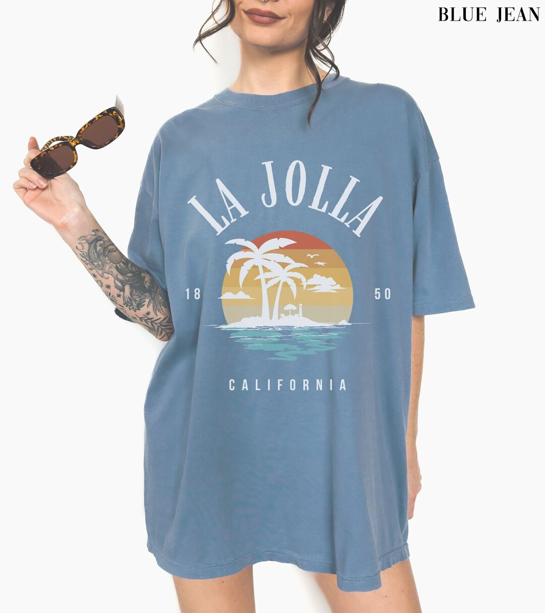 La Jolla Beach Shirt California Crewneck San Diego Clothing Palm Tree