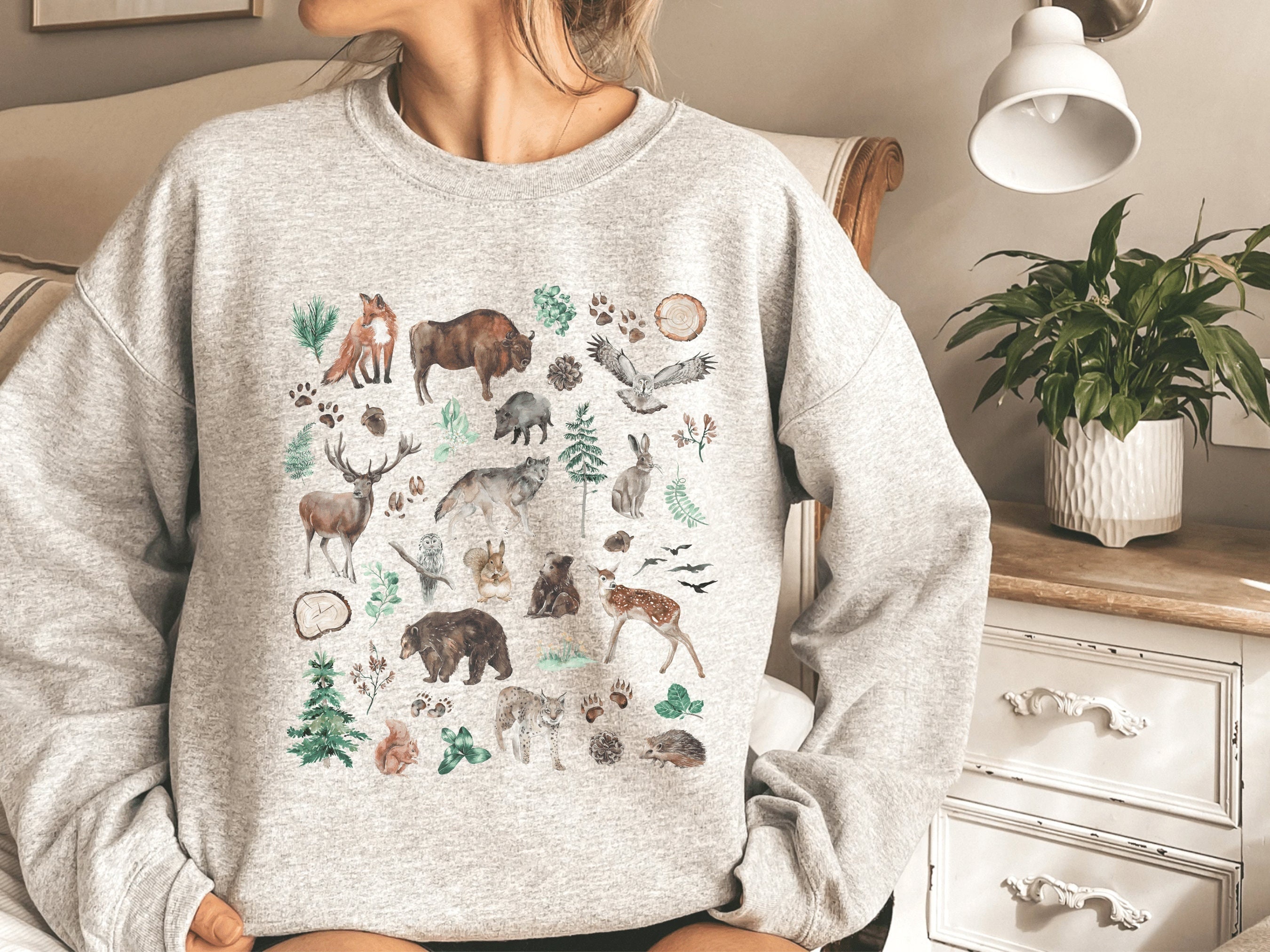 Forest Animal Shirt Cottagecore Sweater Nature Sweatshirt - Etsy